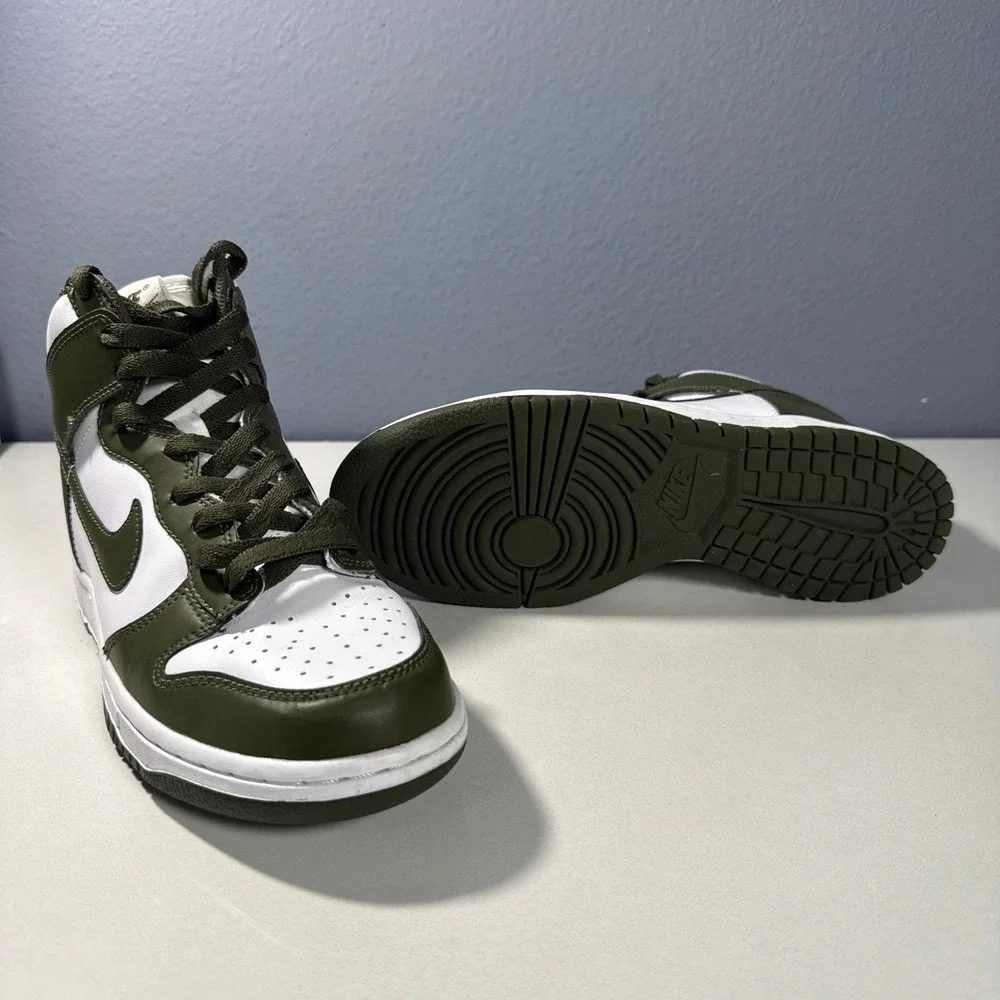 Nike Dunk High Cargo Khaki White Kids Sneakers 7Y DB2179-105 Olive Green‎ Shoes